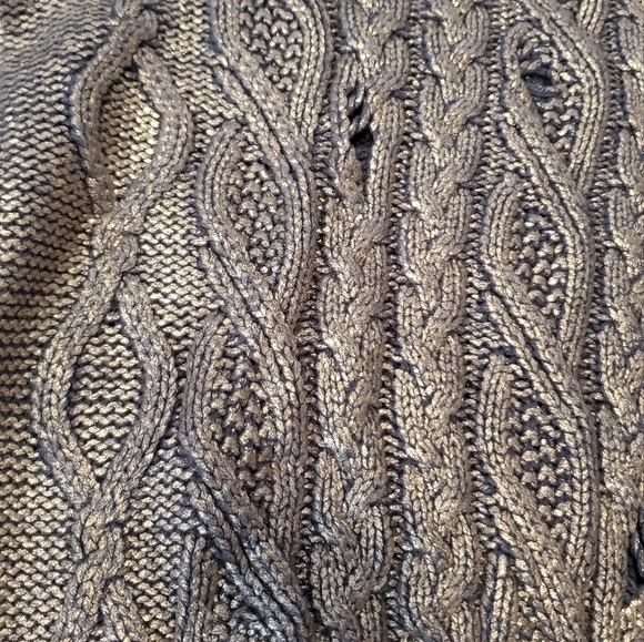 ZARA NEW WOMAN CABLE-KNIT METALLIC SWEATER FRAYED RIPPED BLUE GREY S-L - Picture 13 of 14